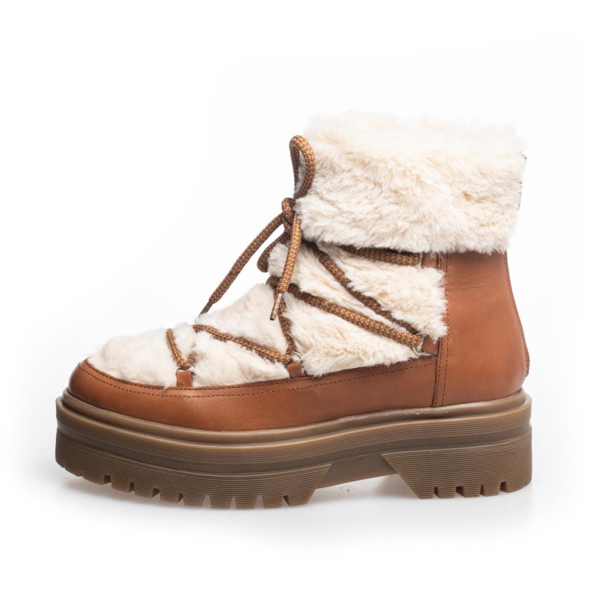 Lavish Snow By Snow 22 Low - Cognac Off-White Ankle Boots Women Copenhagen Shoes - 1