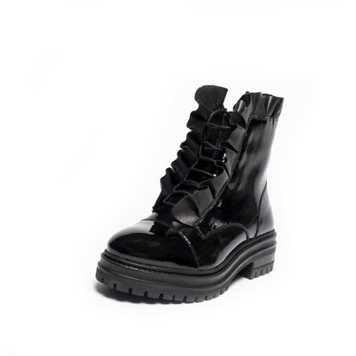 Women Ankle Boots Beauty Pretty All Patent Copenhagenshoes By Josefine Valentin - Black Patent Copenhagen Shoes - 1