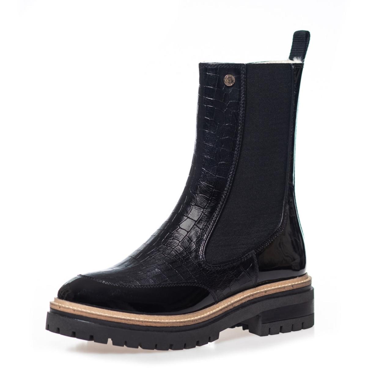 New Fall 23 - Black Patent Women Comfortable Copenhagen Shoes Ankle Boots - 1