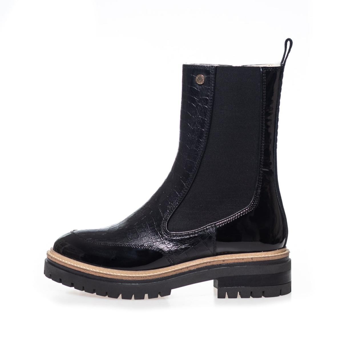 New Fall 23 - Black Patent Women Comfortable Copenhagen Shoes Ankle Boots