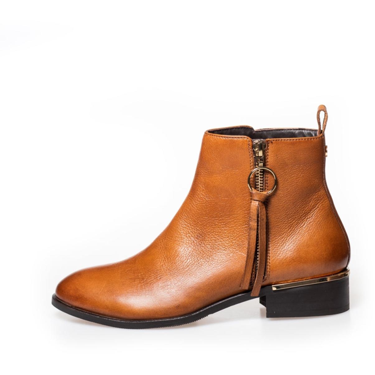 Quick Ankle Boots Copenhagen Shoes Women Fever Leather 22 - Cognac - 1