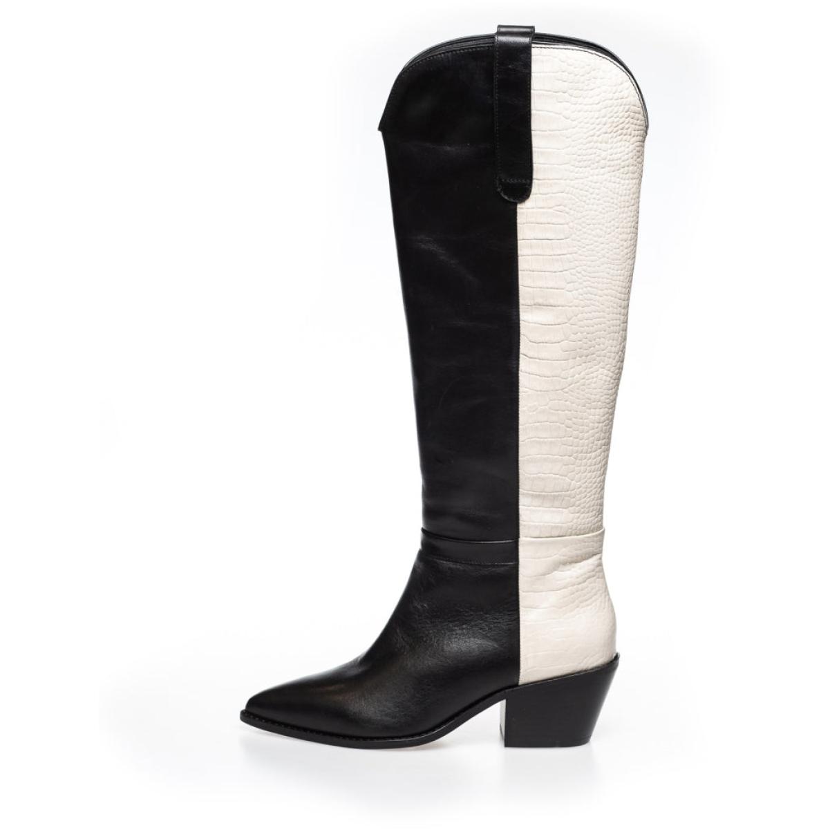 Refashion Long Boots Women Divided Multi - Black/Off White Copenhagen Shoes