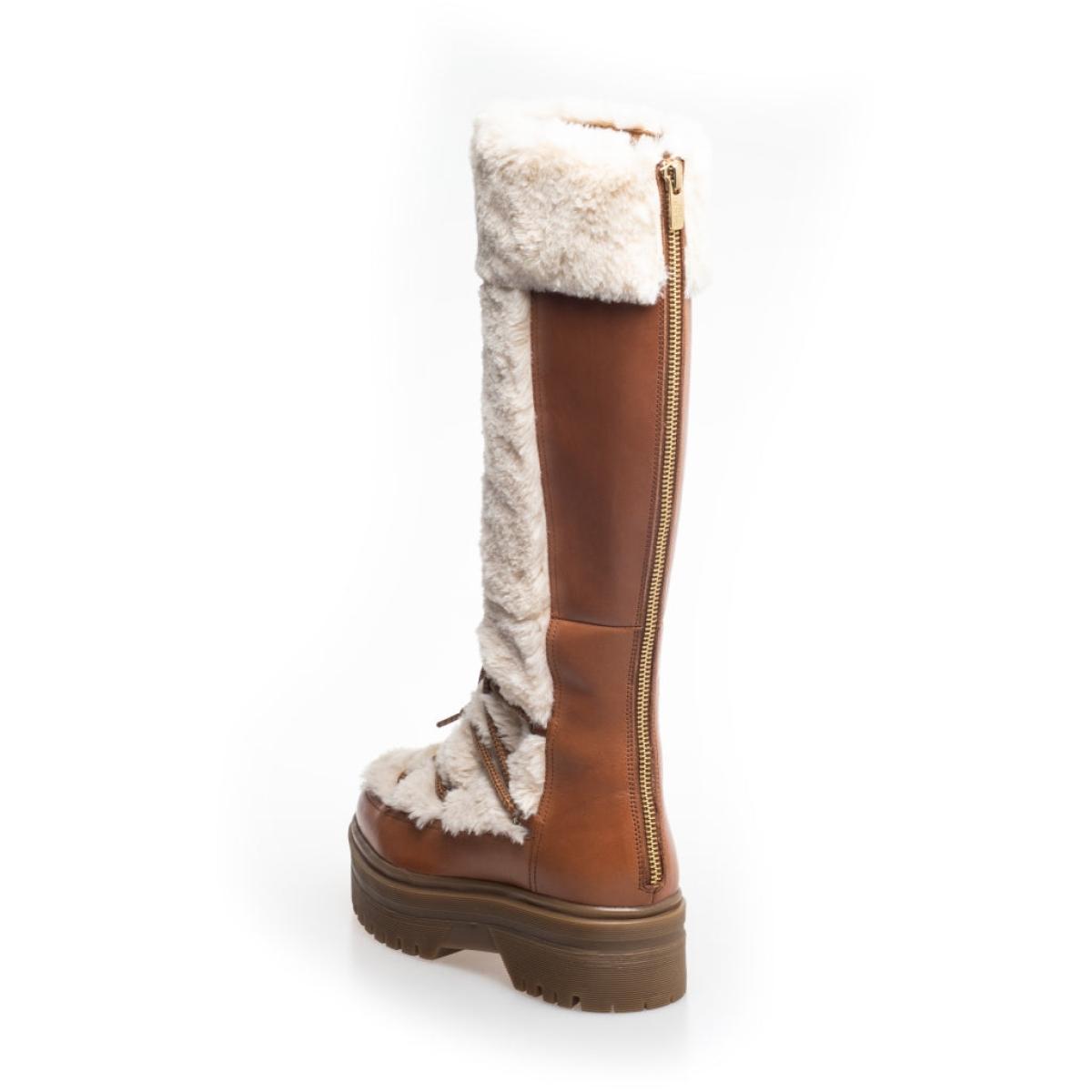 Leather Boots Snow By Snow 22 High - Cognac Off-White Limited Time Offer Copenhagen Shoes Women - 1