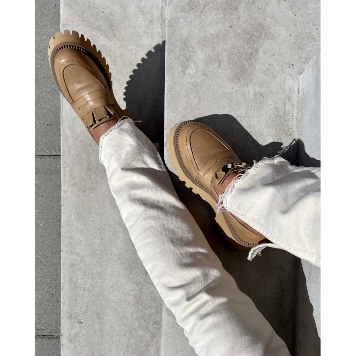 Women Loafers Make Waves Leather - Camel Aesthetic Copenhagen Shoes