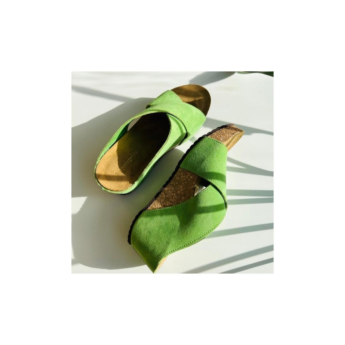 Copenhagen Shoes Sandals Women Streamlined Frances 23 Suede - Lime (Lime 401) - 1