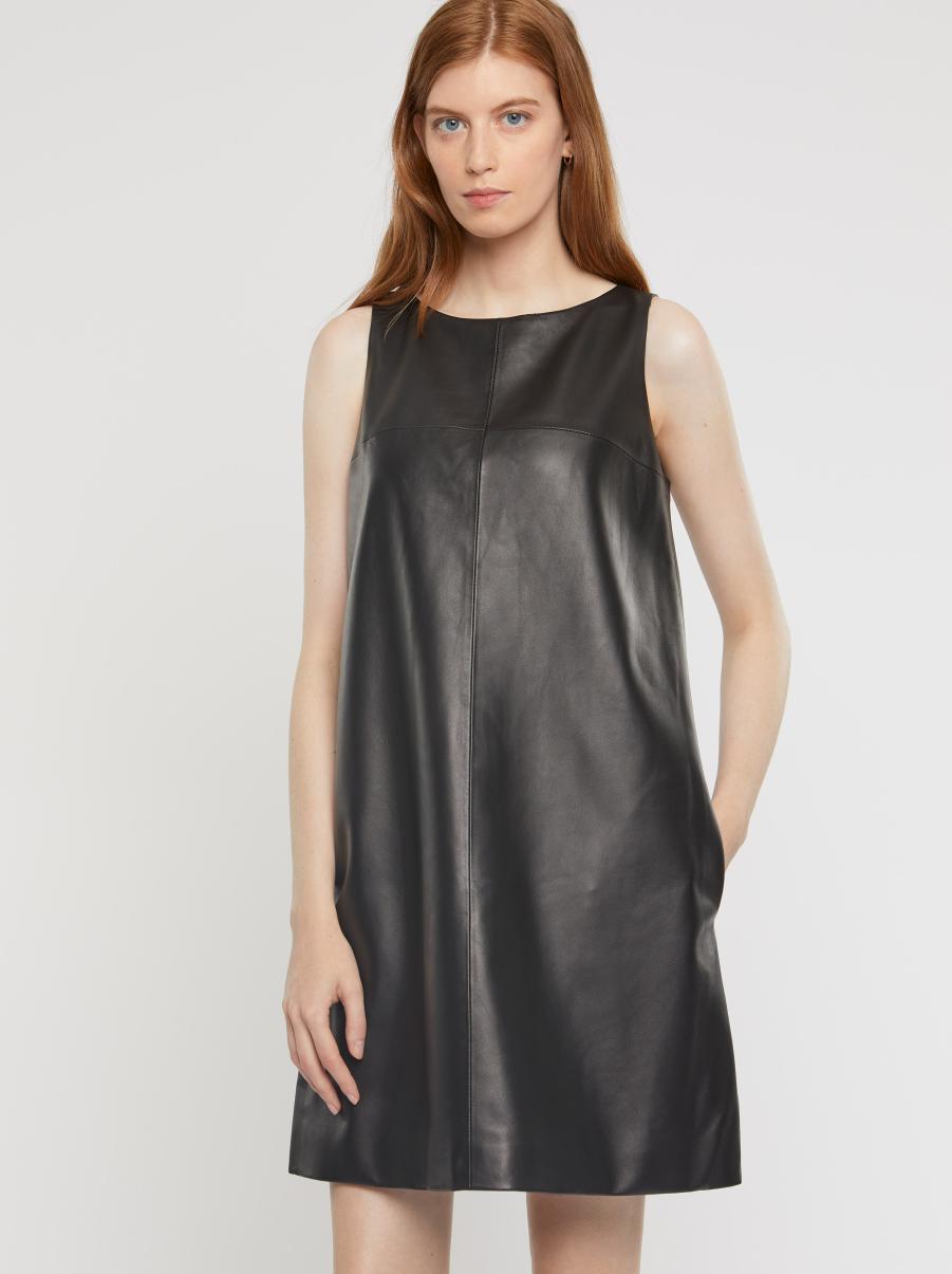 Noir Dresses Short Sleeveless Lambskin Leather Dress Paule Ka Women - 2