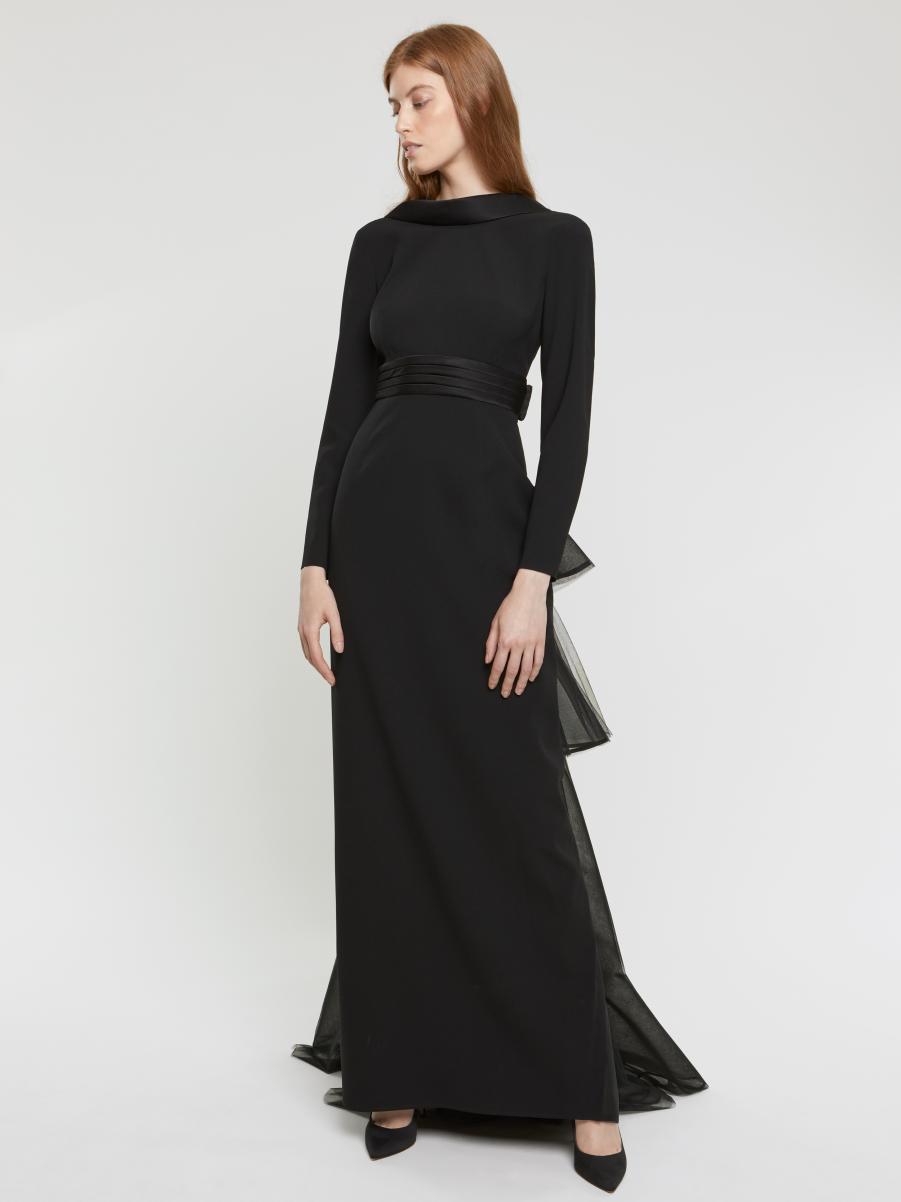 Women Noir Dresses Paule Ka Satin-Back Crepe Gown