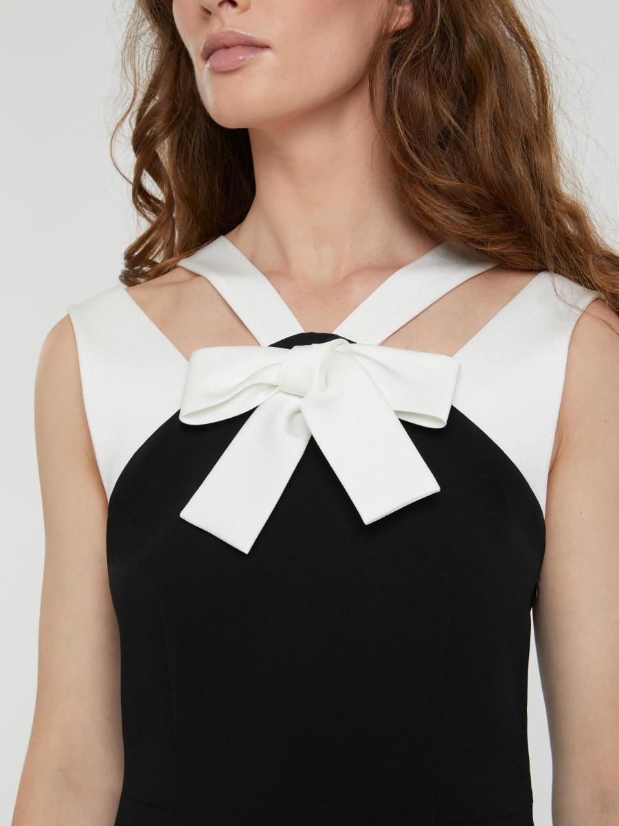 Dresses Women Noir / Blanc Casse Satin-Back Crepe Shift Bow Dress Paule Ka - 1