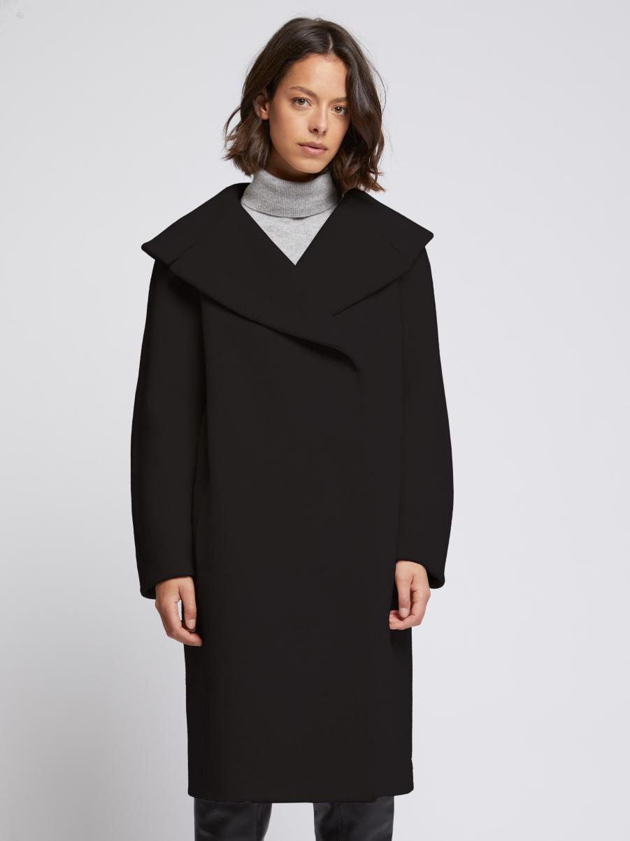 Paule Ka Wool Coat With Xxl Collar Noir Women Coats - 2