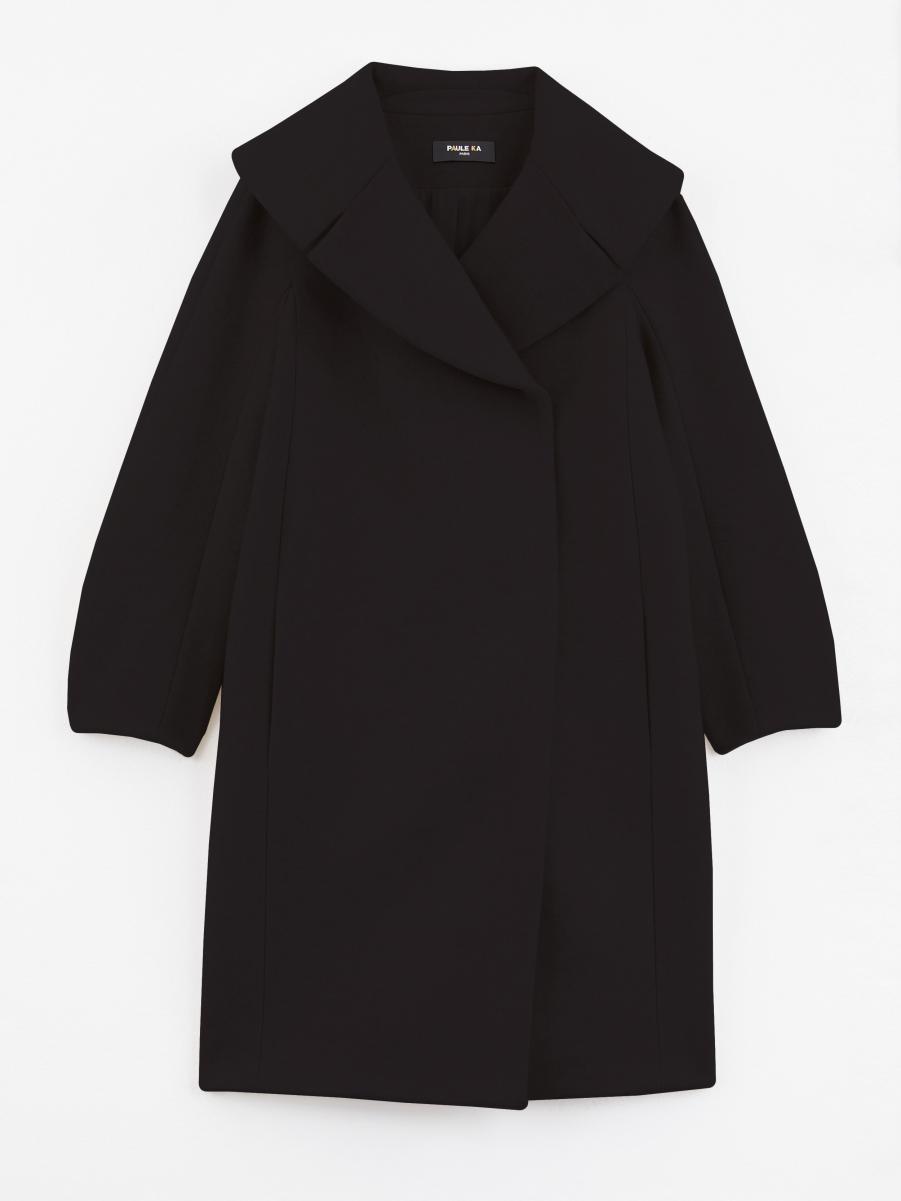 Paule Ka Wool Coat With Xxl Collar Noir Women Coats - 4
