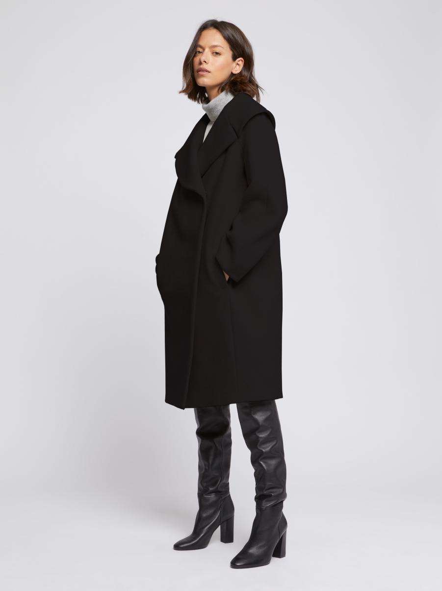 Paule Ka Wool Coat With Xxl Collar Noir Women Coats