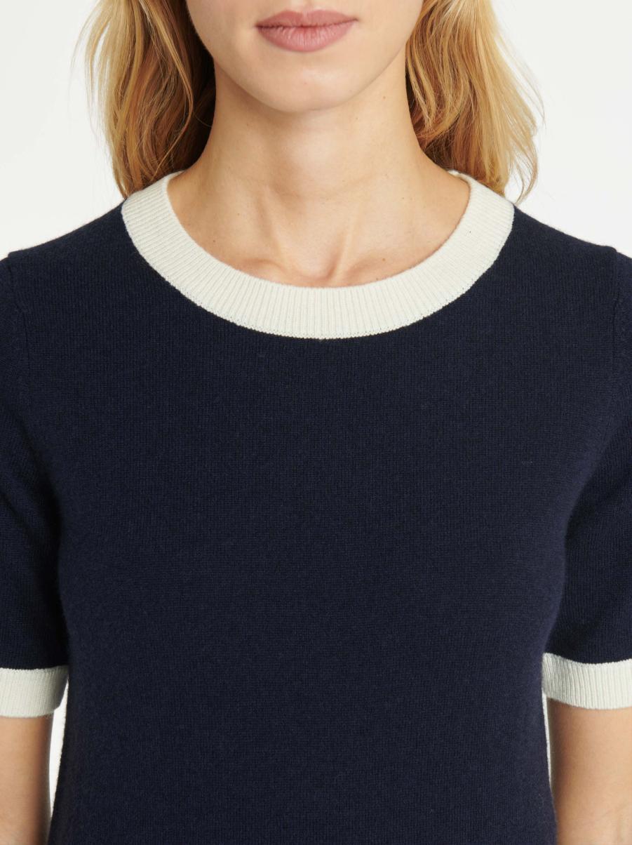 Paule Ka Women Knitwear Marine / Blanc Casse Knitted Sweater - 1