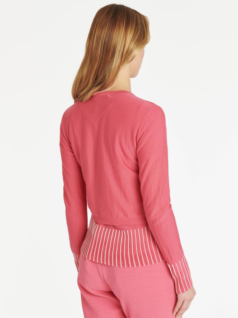 Paule Ka Women Pink / Blanc Casse Knitted Cardigan Knitwear - 3