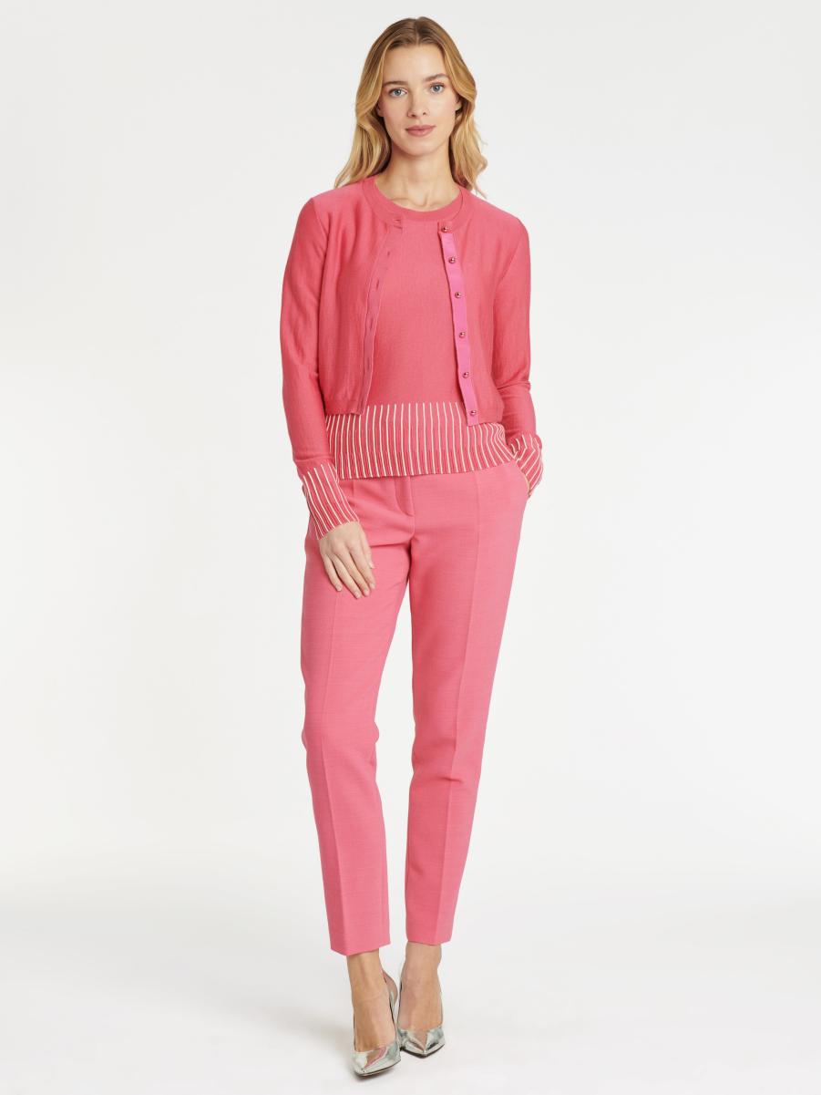 Paule Ka Women Pink / Blanc Casse Knitted Cardigan Knitwear
