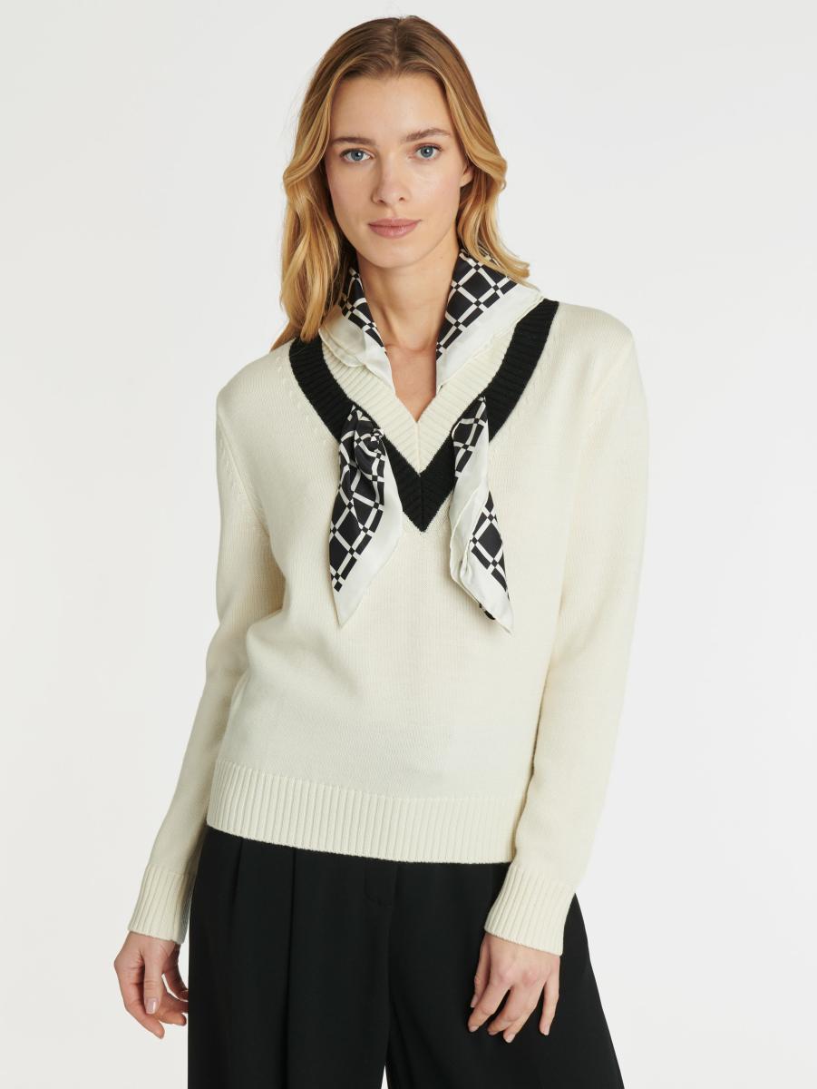 Knitted Sweater Off White / Black Paule Ka Knitwear Women - 2