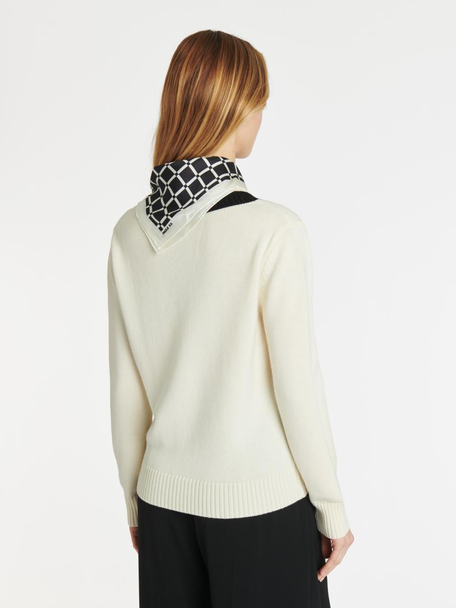 Knitted Sweater Off White / Black Paule Ka Knitwear Women - 3