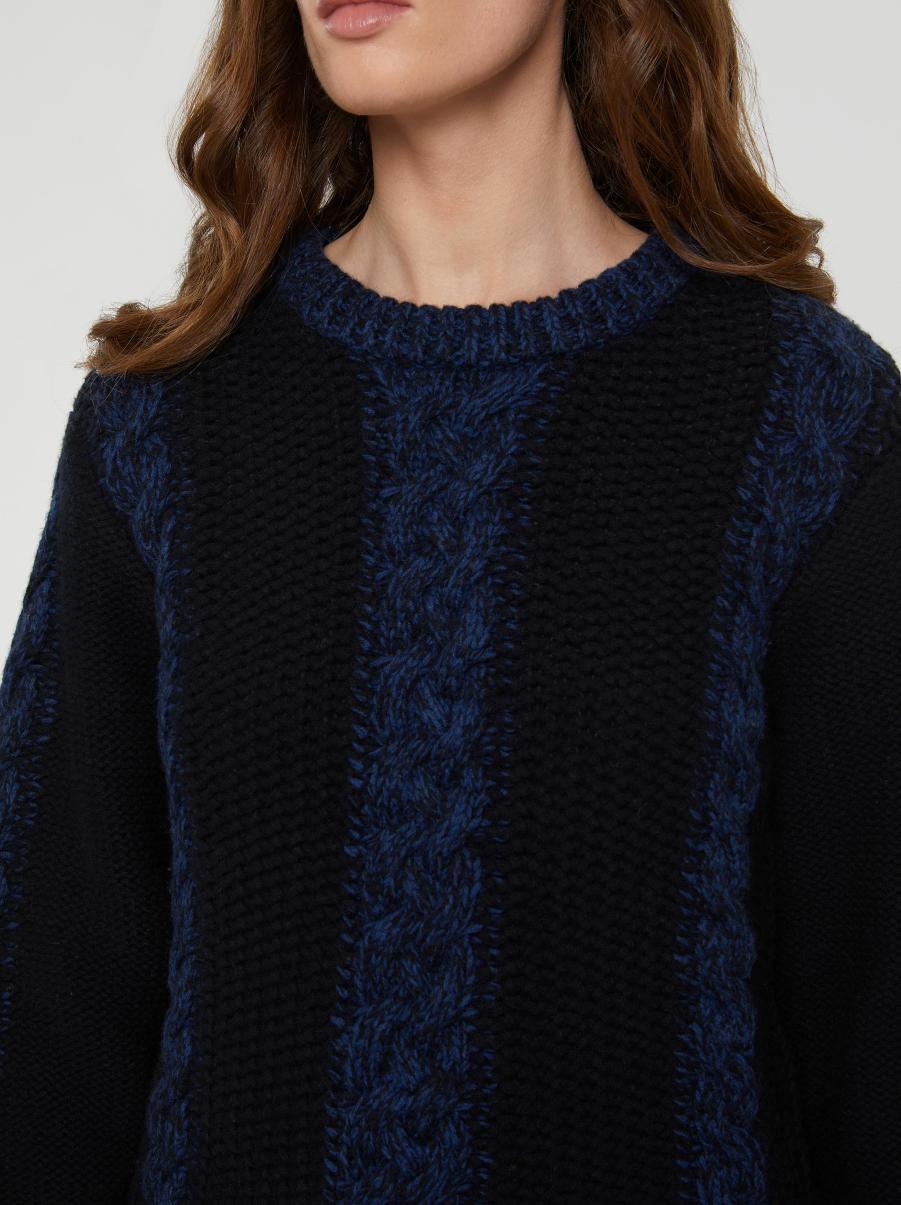 Women Knitted Sweater Paule Ka Knitwear Navy Blue - 1