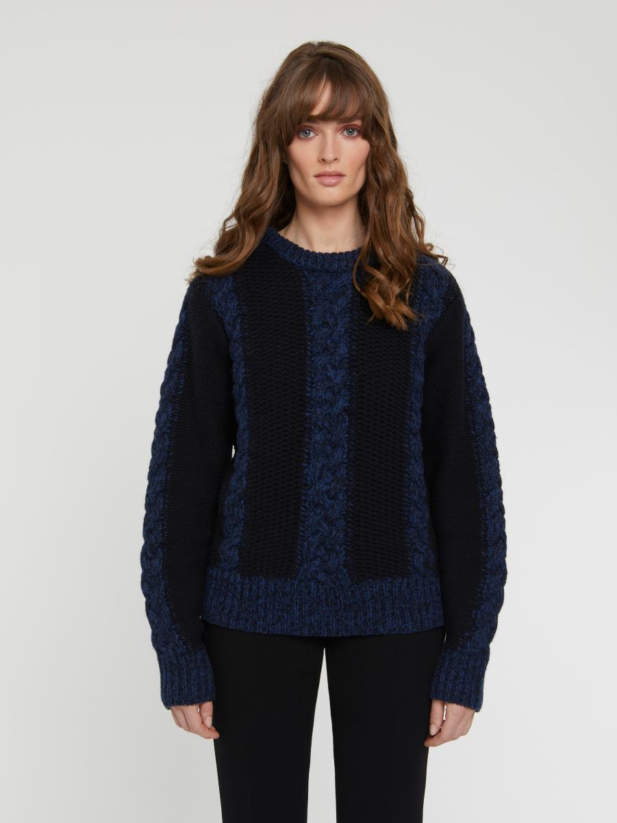 Women Knitted Sweater Paule Ka Knitwear Navy Blue - 2