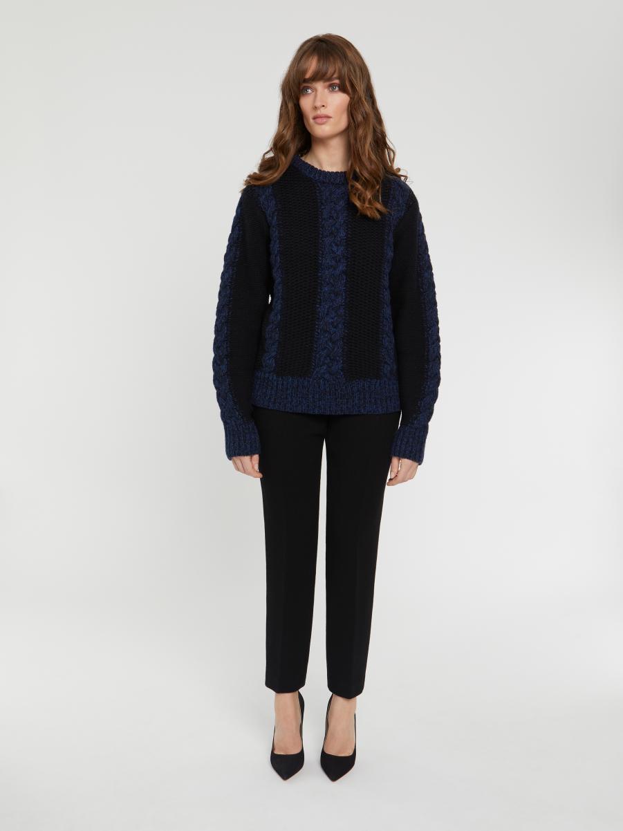 Women Knitted Sweater Paule Ka Knitwear Navy Blue