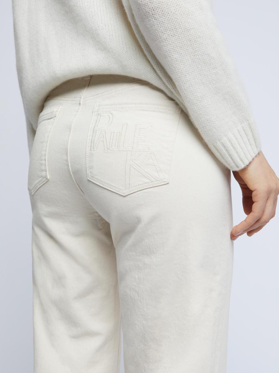 Flared Stretch-Cotton Jeans Trousers And Jeans Paule Ka Women Off White - 1