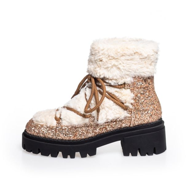 Flexible Copenhagen Shoes My Winter Boots - Glitter - Bronze/Offwhite Ankle Boots Women