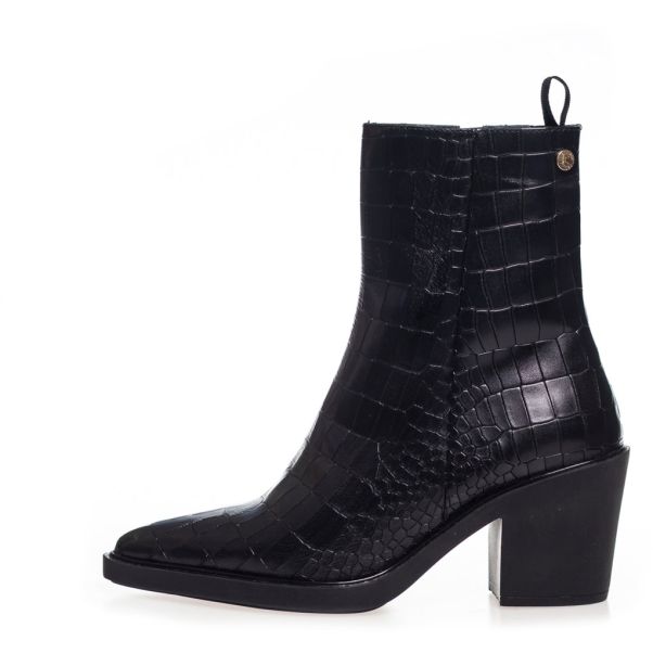 Copenhagen Shoes Exquisite Cph Original Black - Black Croco Ankle Boots Women