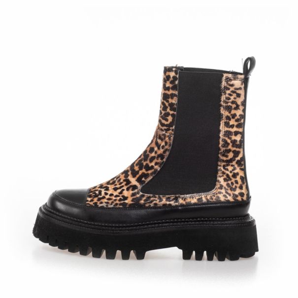 Women Walking Leo - Black/Brown Leopard Ankle Boots Trending Copenhagen Shoes