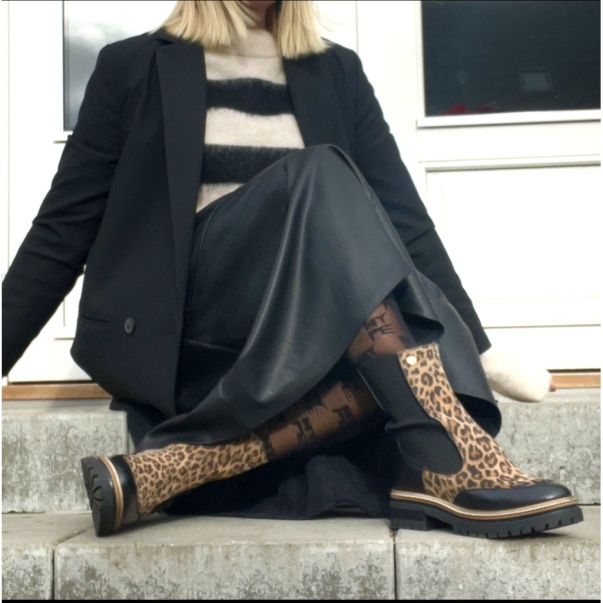 Foxy Leo - Black/Brown Leopard Copenhagen Shoes Ankle Boots Implement Women