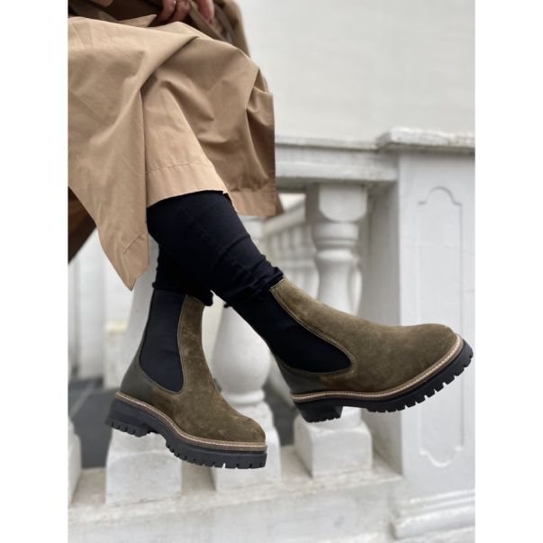 Women Copenhagen Shoes Fall 21 Suede - Army Well-Built Ankle Boots