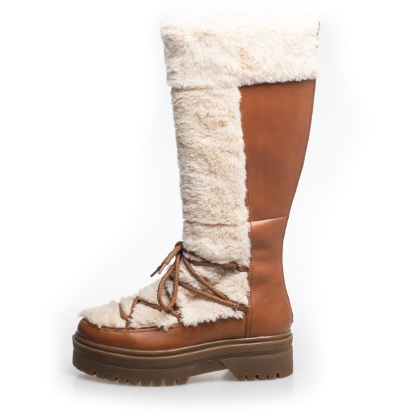 Leather Boots Snow By Snow 22 High - Cognac Off-White Limited Time Offer Copenhagen Shoes Women