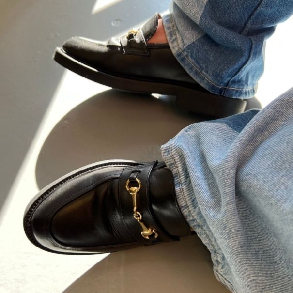 Women Loafers Copenhagen Shoes Embrace Plain - Black Bold