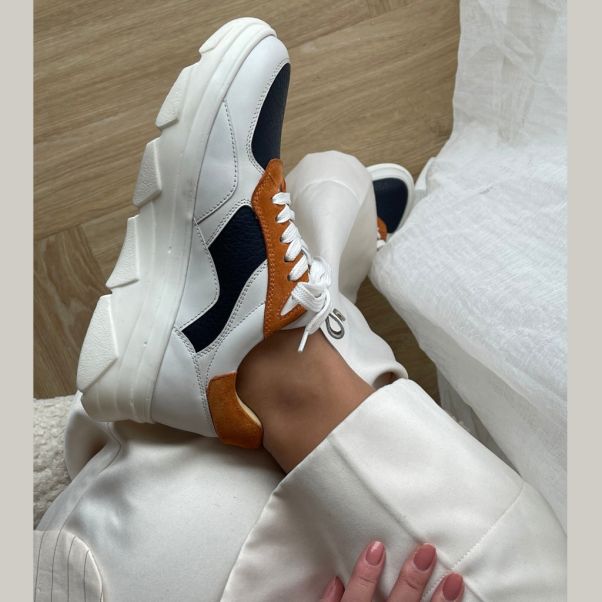 I Am Me - White/Orange/Navy Bespoke Copenhagen Shoes Women Sneakers