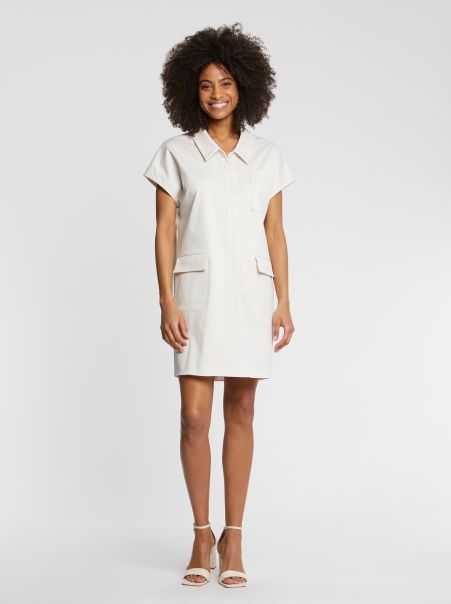 Ivory Mini Cotton-Satin Shirt Dress Paule Ka Women Dresses