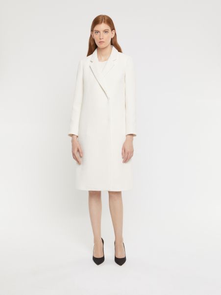 Paule Ka Straight-Cut Tweed Mini Skirt Women Coats Off White