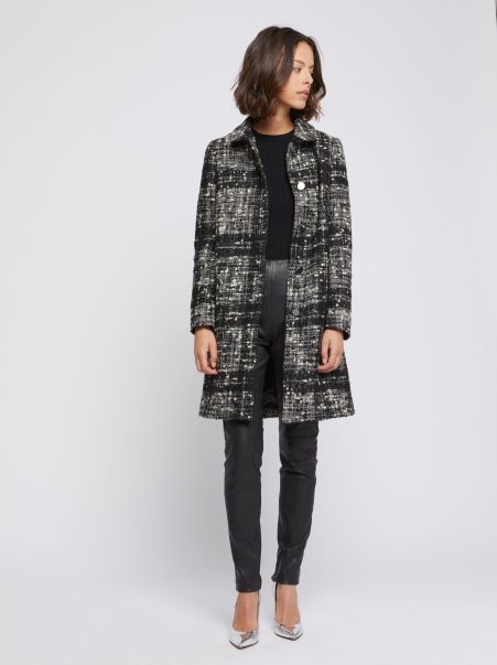 Noir Paule Ka Women Mid-Length Marled Tweed Coat Coats