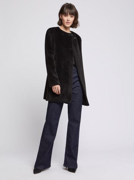Women Noir Coats Paule Ka Mid-Length Alpaca Coat