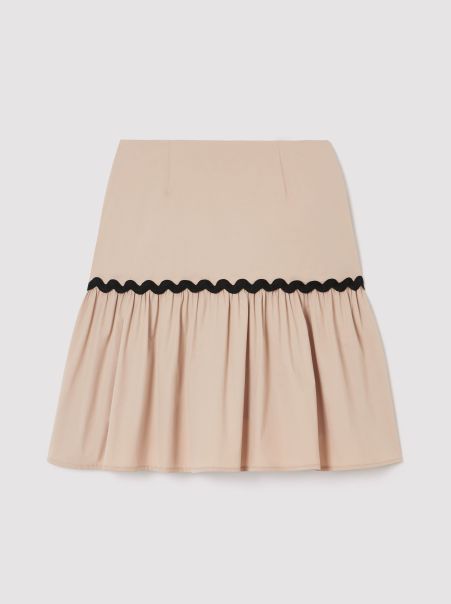 Beige Skirts Paule Ka Women Stretch-Satin Poplin Skirt