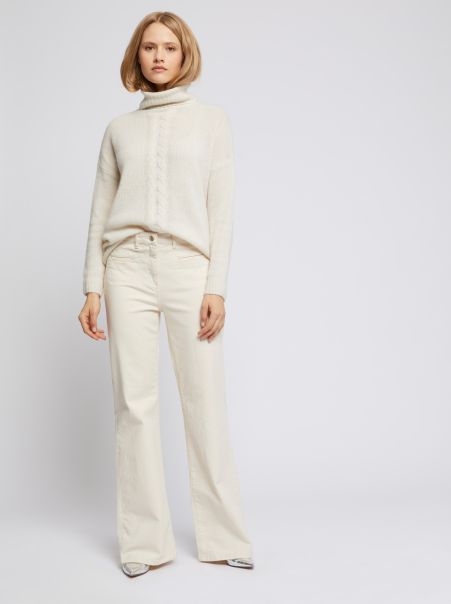 Flared Stretch-Cotton Jeans Trousers And Jeans Paule Ka Women Off White